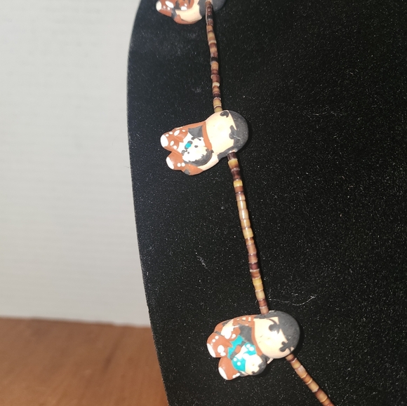 Vintage Santo Domingo story teller Clay Pottery Necklace - Picture 3 of 6